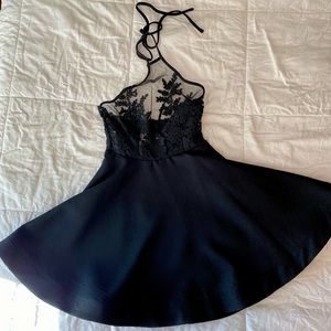 Black Mesh/ Lace Mini Dress